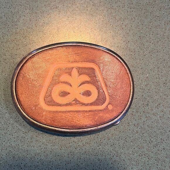 Vintage Pioneer Seed Leather Faced Belt Buckle El Cid - Picture 1 of 4